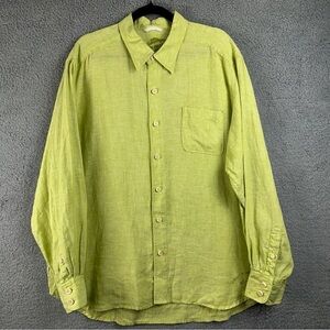 Tommy Bahama Mens Relax Easy Breezer Linen Shirt Size XL Green Button Front